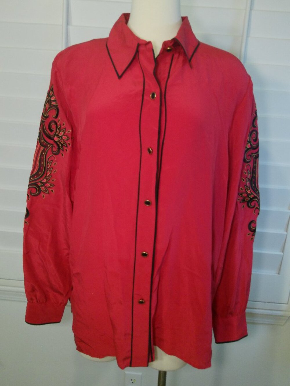 Bob Mackie Womens Wearable Art Shirt Long Sleeve Button Size XL